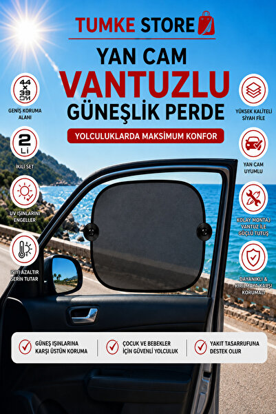 TUMKE Otomobil Yan Cam Güneş Önleyici Perde Pratik Katlanır Yan Cam Perdesi V...