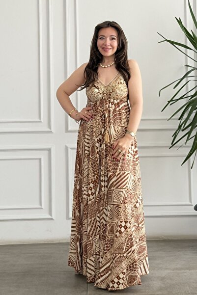 yb yağmur butik Bohemian Dress with Rope Straps