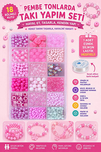 By MO Accessories Çocuklar Için Pembe Boncukla Takı Yapma Seti -hobi Boncuk Y...