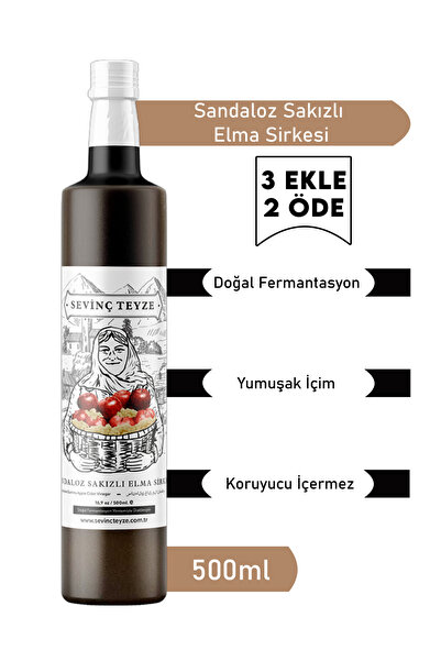 Organik Teyze Sevinç Teyze Sandaloz Sakızlı Elma Sirkesi 500ml ( Natural Ferm...