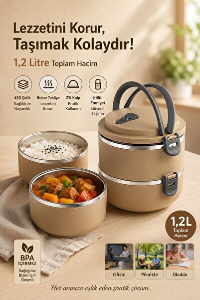 Tercih Home Freshbox 2 Katlı Katlı Sızdırmaz Yemek Termosu Sefer Tası 1,8 Lt ...
