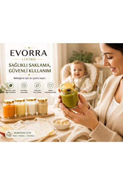 EVORRA LİVİNG |   مجموعة من 6 برطمانات طعام صحية للأطفال - سعة 210 مل مع غطاء...