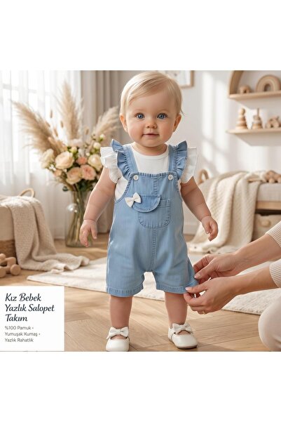 ALTINTAŞ BABY Fırfır Kol Detaylı Cepli Alttan Çıtçıtlı Bayramlık Tulum Set