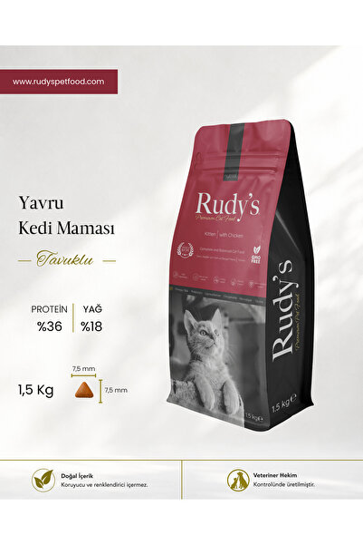 Rudy's Premium Yavru Kedi Maması Tavuklu 1,5 Kg