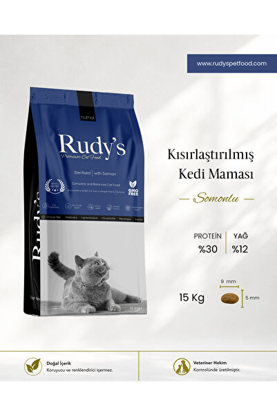 Rudy's Premium Kısırlaştırılmış Kedi Maması Somonlu 15 Kg