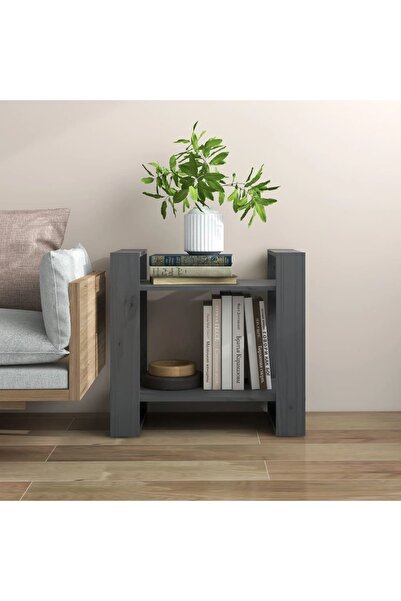 Concept Bibliotecă/Separator cameră, gri, 60x35x57 cm, lemn masiv pin
