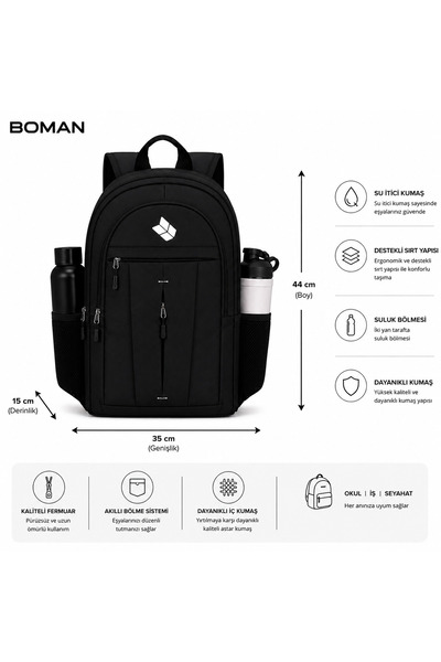 Boman SHOP Çok Gözlü,Su Geçirmez,Spor,Laptop,Seyahat Ve Günlük Kullanım Sırt ...