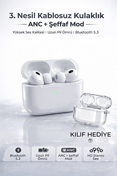 AuraPods Air Pro3 ANC 2026 Dokunmatik Premium Bluetooth Kulaklık - Aktif Gürü...