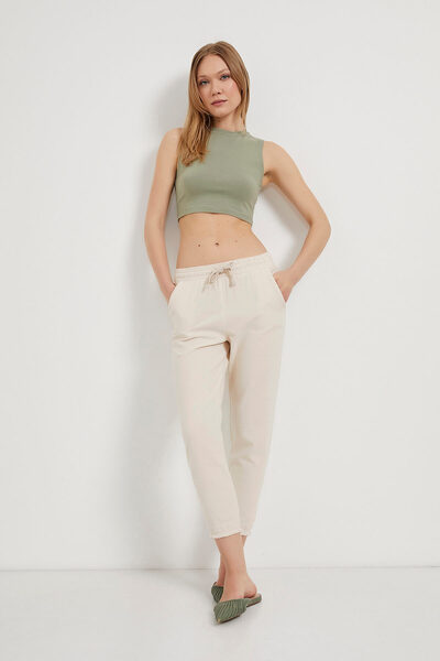 Arma Life Women's Leg Tassel Natural Fabric Comfortable Stone Pants