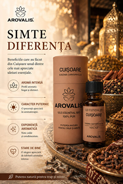 Arovalis. ULEI ESENȚIAL BIO DE CUIȘOARE 30 ml (Eugenia caryophyllus) 100% PUR