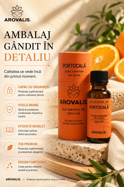 Arovalis. ULEI ESENȚIAL BIO DE PORTOCALĂ 30 ml (Citrus aurantium var. dulcis) 100% PUR