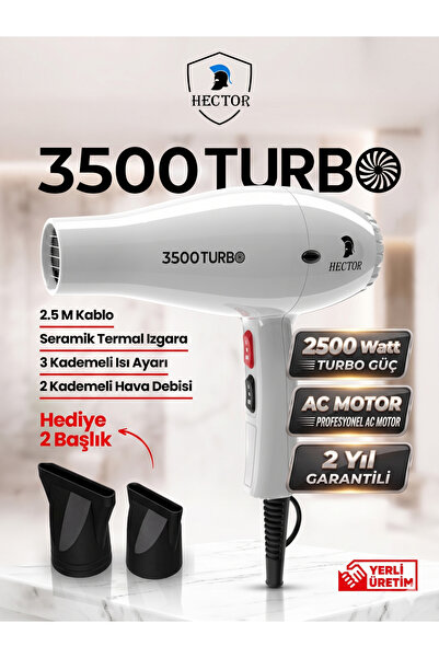 Hector Professional Blow Dryer 3500 Turbo 2400 Watt White