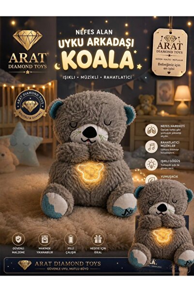 ARAT DİAMOND TOYS NEFES ALAN Koala UYKU ARKADAŞI IŞIKLI VE MÜZİKLİ PELUŞ BEBE...