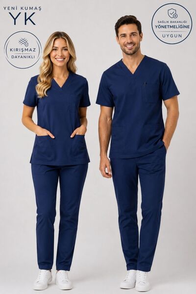 Simirna Üniforma Premium Lycra Logo-Free Scrubs Set Doctor Nurse Uniform Mini...