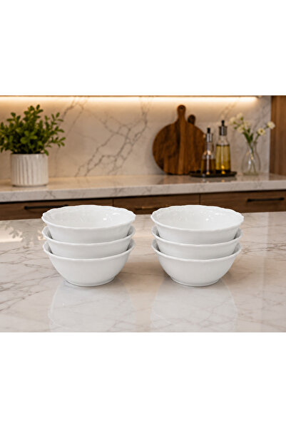 Aryıldız Bone Porselen 6 lı Yuvarlak Reçel Lokum Tabağı 8 cm