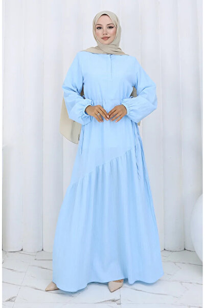 sefamerve Rochie cu fustă plisată 2157-03 Albastru