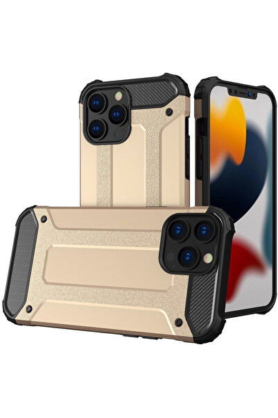 Hurtel Husă Hibridă Tip Armură Robustă și Rezistentă pentru iPhone 13 Pro, auriu