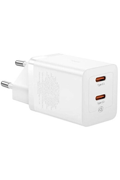 Baseus GaN5, Încărcare rapidă 40W, 2 x USB Tip-C, Alb