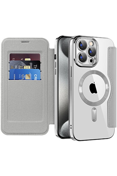 Techsuit Калъф за iPhone 15 Pro Max - SmartMag Book Case - Сив