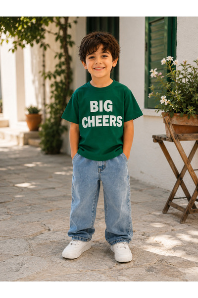 Laciel Prs Neo Kids Erkek Çocuk Yeşil "Big Cheers" Baskılı T-Shirt