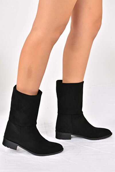Fox Shoes Fekete velúr lapos talpú napi női csizma L726597702