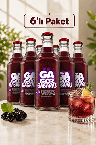 GA GOZ BABANAS Karadut & Frenk Üzümü Aromalı Gazoz - 250 ml x 6'lı Paket | Dü...