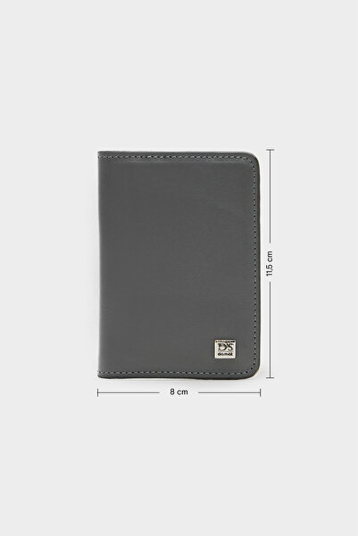 D'S Damat Ds Damat Gray 100% Genuine Leather Card Holder Wallet