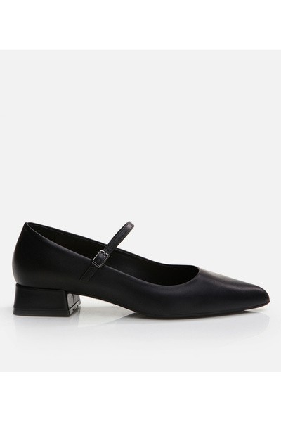 Hotiç Women's Leather Mary Jane Black Thick Heel