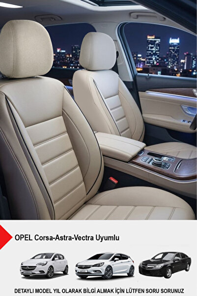 GM-DESIGN Jet Bej Deri Oto Koltuk Kılıfı-(OPEL Corsa-Astra-Vectra İle Uyumlu)