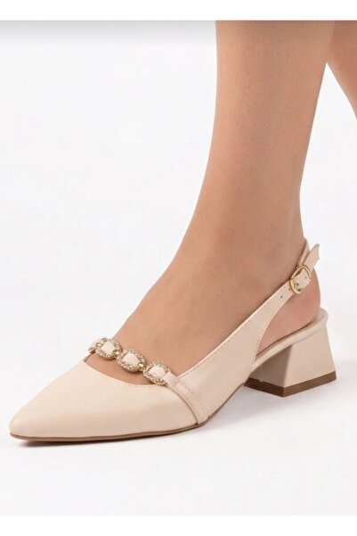 FİNTAS Ayağınıza Gelen Moda Short-Heeled Stony Beige Colored Women's Shoes