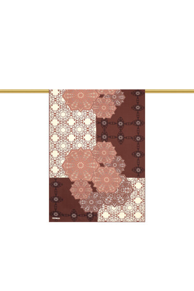 Bursa İpek Burgundy Musenna Patterned Crepe Silk Shawl