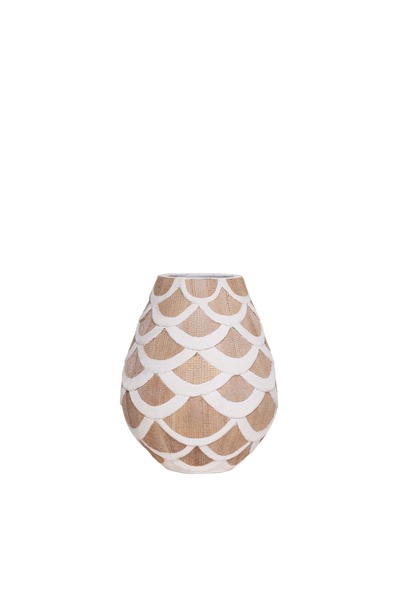 Yargıcı Muz Ağacı Yaprağı Detaylı Terakota Vazo(27x32 Cm)
