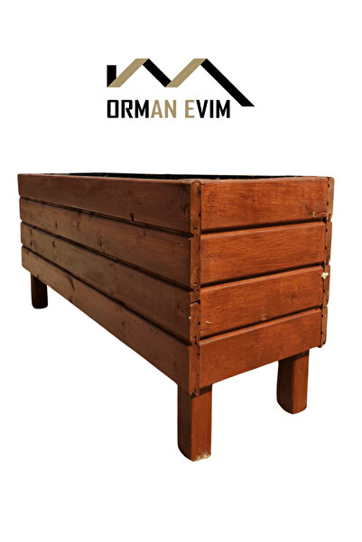 Orman Evim Ahşap Saksı Dekoratif Dış Mekan Çiçeklik Hazır Kurulu 30x100x50