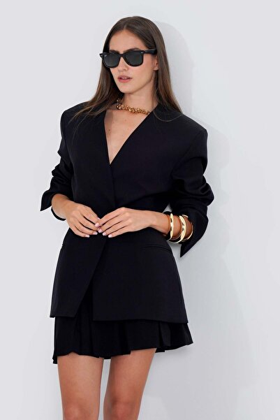 Thalure Kadın Siyah Yakasız Blazer