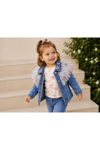 PALMERO Kız Bebek Denim Tüllü Ceket