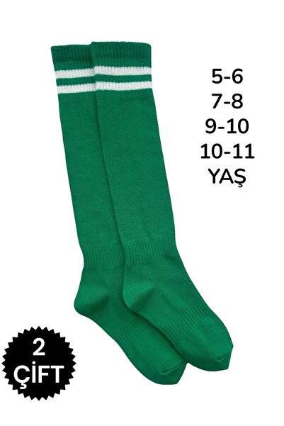 Çorabistaan 2 Çift Çok Renkli Çemberli Unisex Kız Erkek Çocuk Futbol Halı Sah...