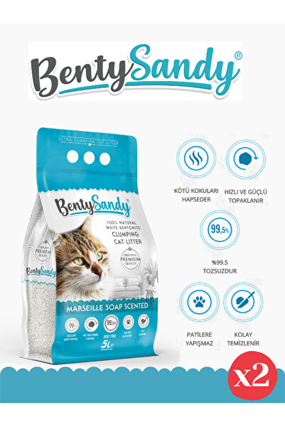 BentySandy Marsilya Sabunu Kokulu Topaklanan Ince Taneli Kedi Kumu 5lx2