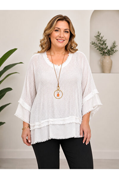 MENSAR OTANTİK Italian Linen Layered Bluz with Netting