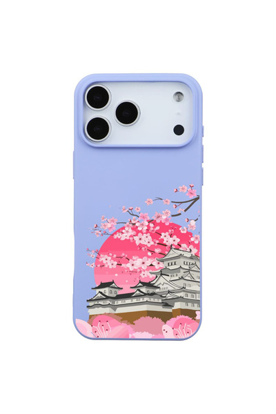 Casen iPhone 17 Pro Lila Lansman Sakura Renkli Silikon Kılıfı