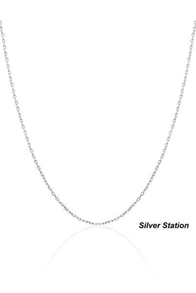 Silver Station 925 Ayar Gümüş Kolye - İnce Zincir Kolye - Gümüş Renk Kolye