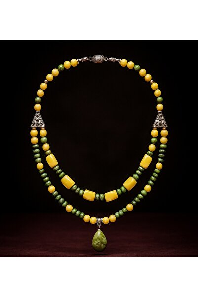 Asteria Elite Peridot Jasper Stres Kalkanı Denge Kolyesi