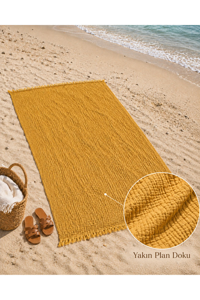 TECHTACT 4 Layers 100% Cotton Muslin Beach Towel 100X200 cm Quick Drying Larg...