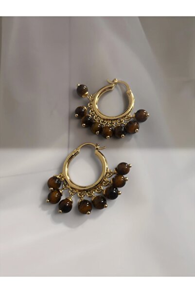 Mimoza Accessories Coffee Fringed Pearl İnci İlkıl Earrings