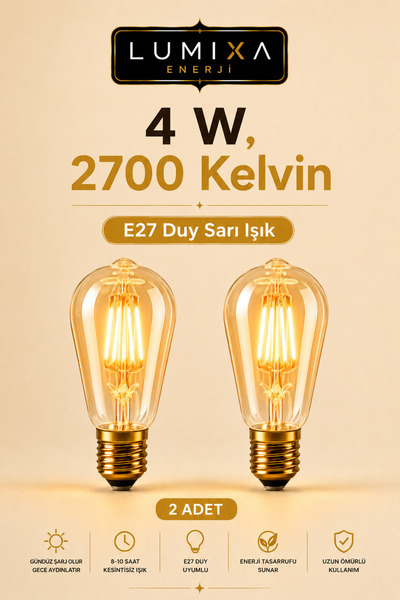 ZMR LUMIXA 4W 2700K RUSTİK AMPUL AMBER SARI IŞIK 2 ADET