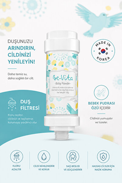 Be-Vita Baby Powder C Vitaminli Aromatik Duş Filtresi - Saç Dökülme Karşıtı, ...