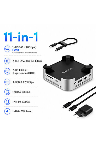 Choice محطة إرساء USB-C من Acasis بسرعة 40 جيجابت في الثانية مع منفذين M.2 NV...