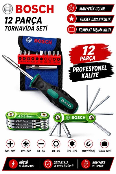 Bosch 8’li Katlanır Allen (Alyan) Seti ve torna vida