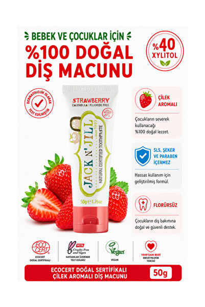 Jack N'Jill Pasta de dinti pentru copii fara fluor, 6+ luni, aroma Capsuni, b...
