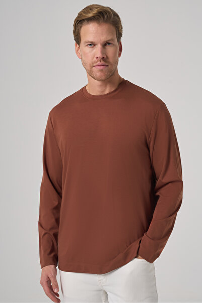 Morven Tricou pentru bărbați cu guler rotund din rayon Trend Kiremit