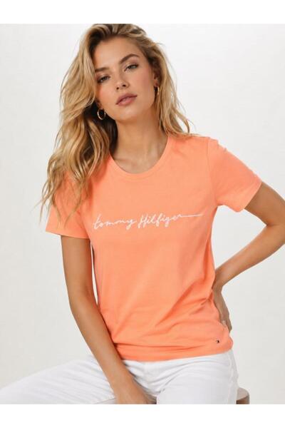 Tommy Hilfiger Signature Embroidered Logo Organic Cotton Women's T-Shirt